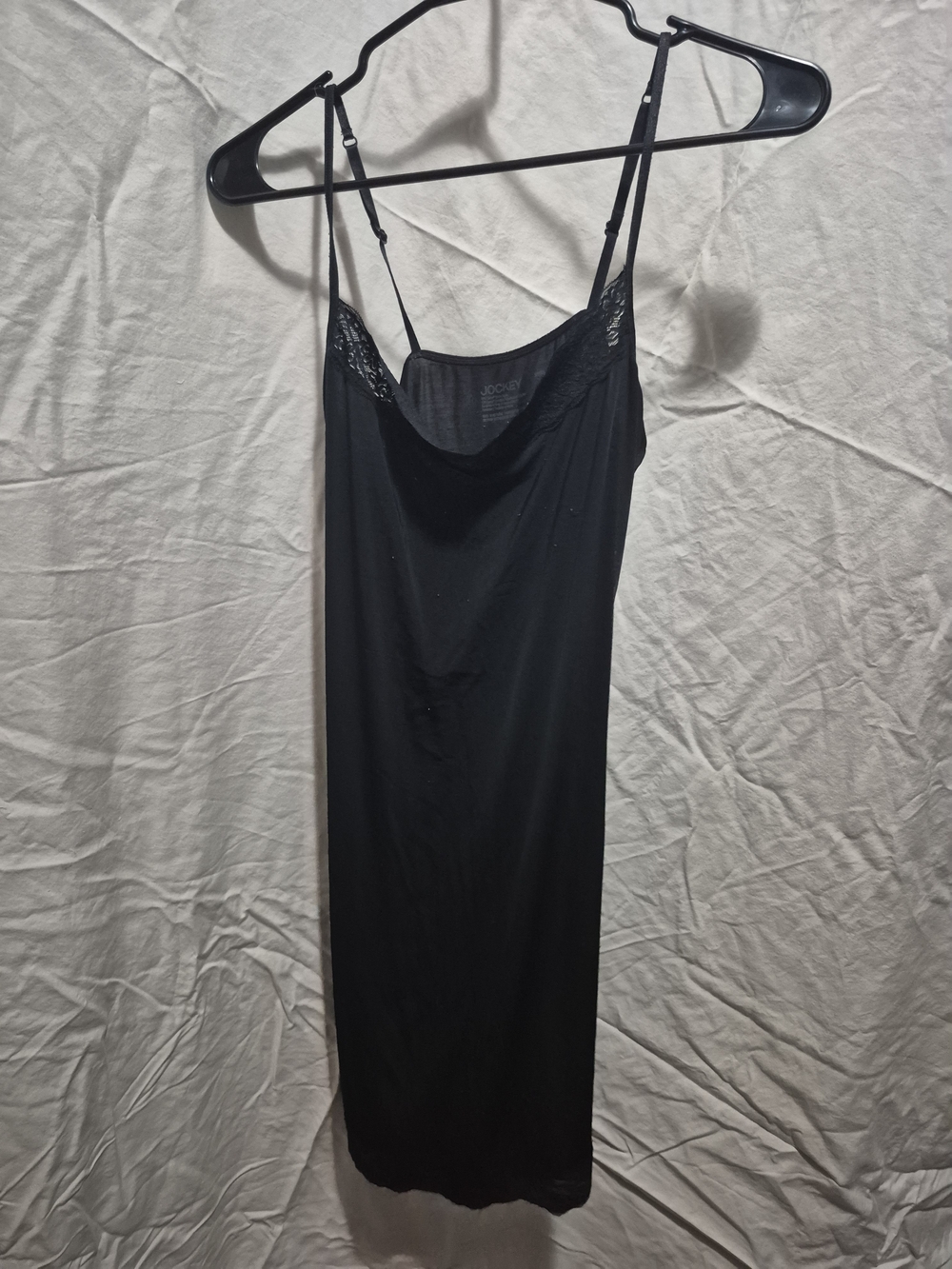 Jockey Black Lace-Trim Slip Chemise - Adjustable Straps Sleep Wear